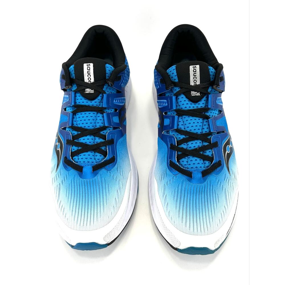 Saucony Ride ISO Everun Men Running Shoes Size 11.5 Blue/White/Black Knit Comfy - Picture 4 of 13